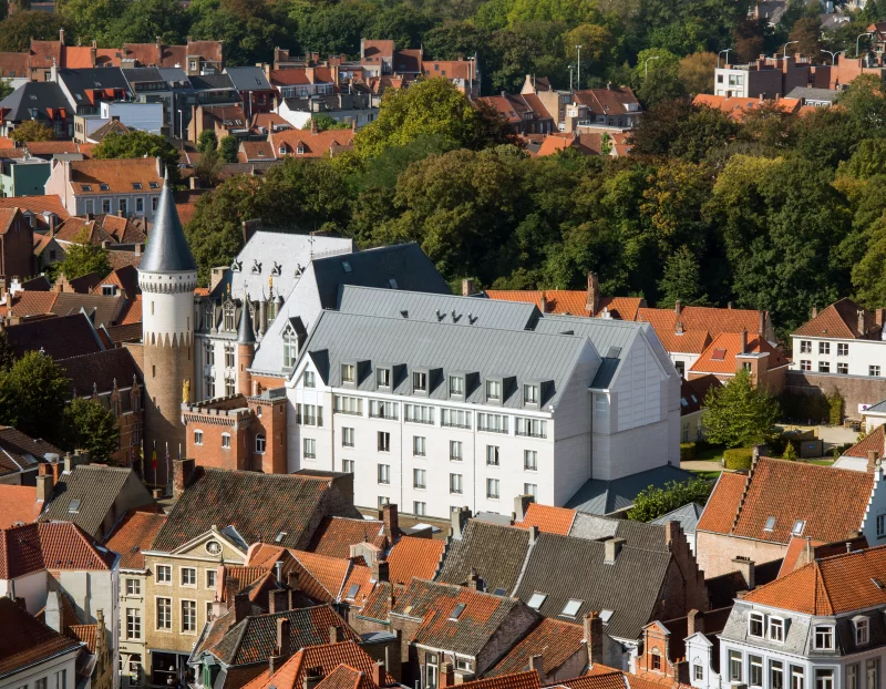 Панорамный вид на городской пейзаж Брюгге, Бельгия