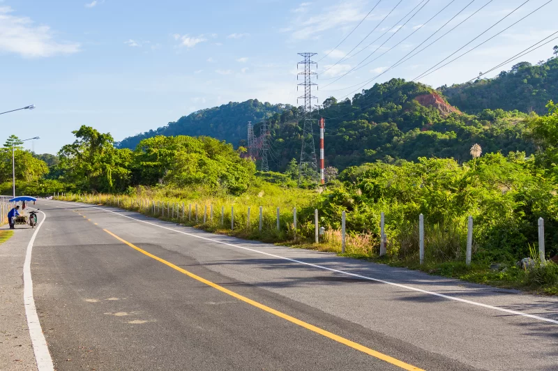 Ветвистая горная дорога среди зеленой растительности