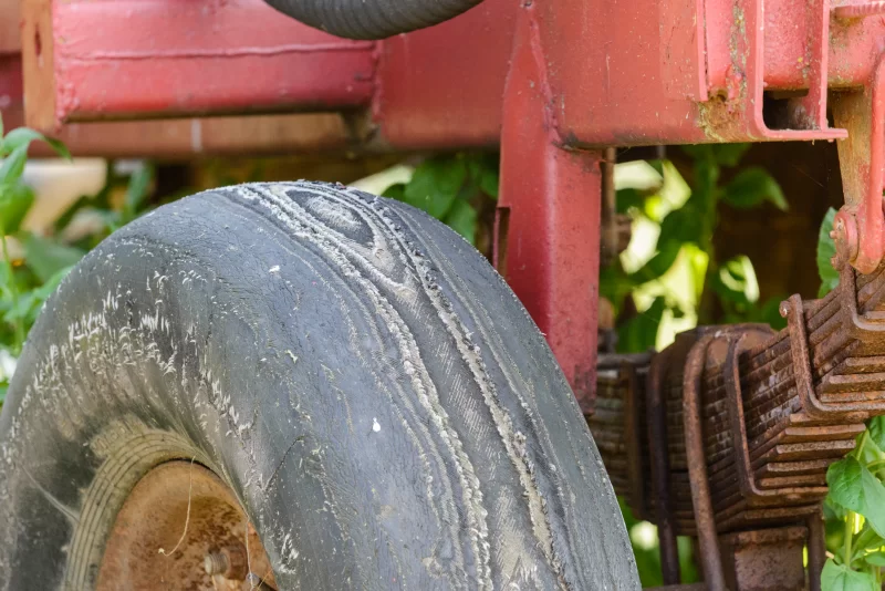 Рабочее колесо трактора в сельском поле