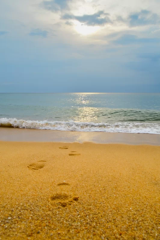 Sunset Beach with Footprints