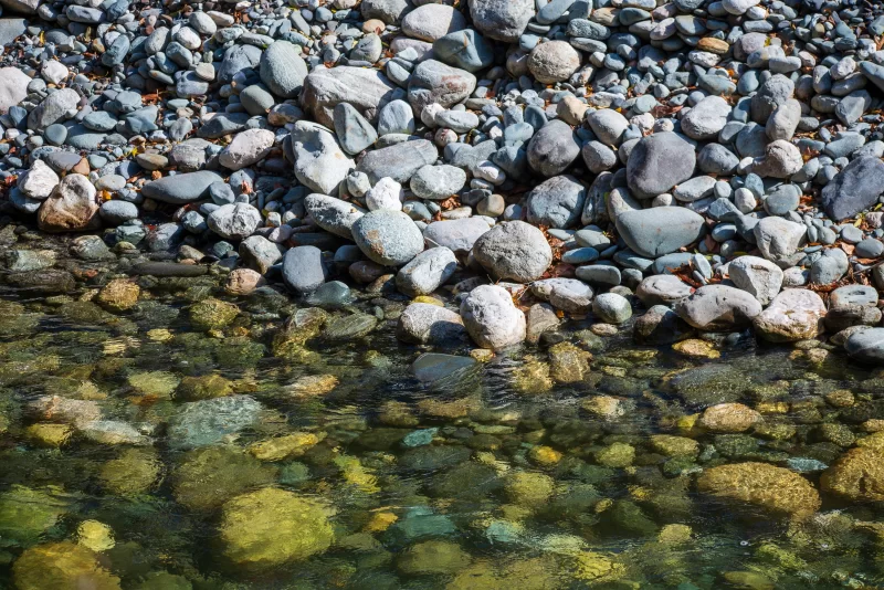 Чистая река с гладкими камнями