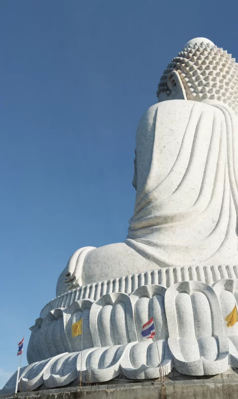 Back View of the White Marble Statue of Big Buddha