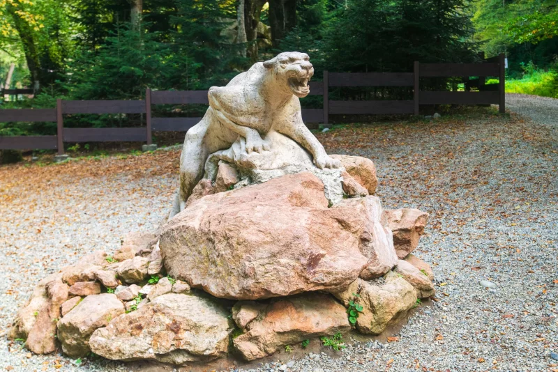 Каменная статуя леопарда в парке