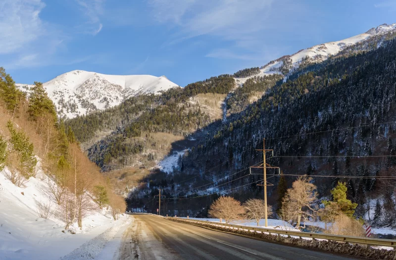Winter road in the mountains