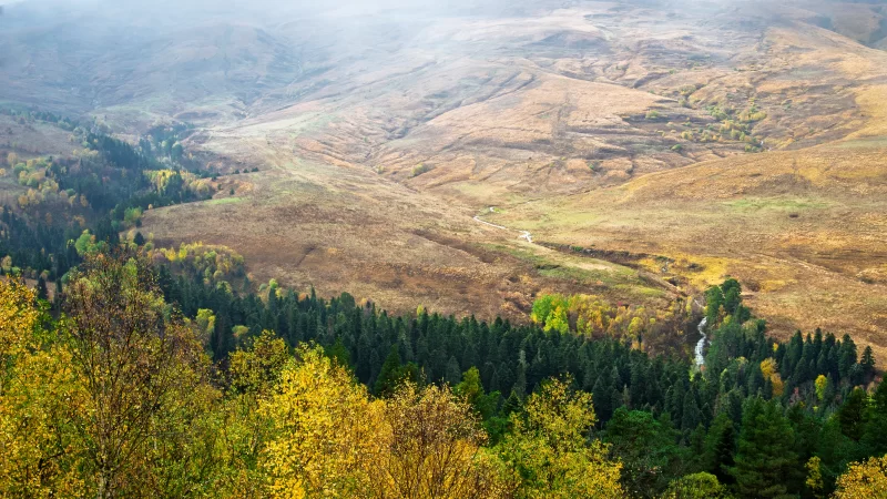 Autumn landscape of Adygea valley