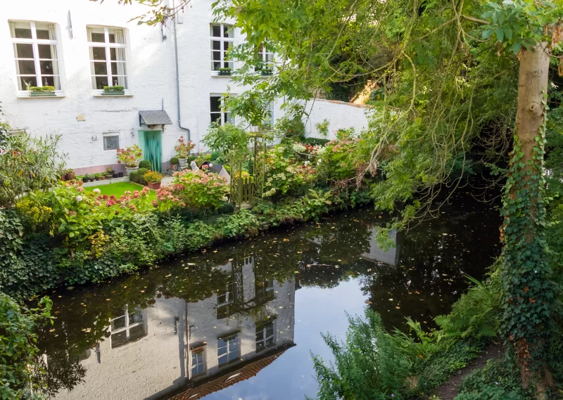 Чарующий внутренний двор с отражением канала