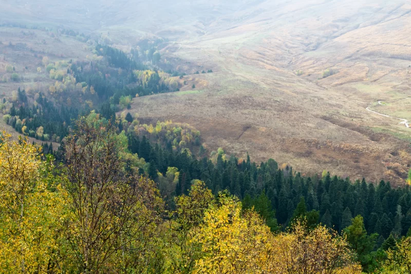 Autumn landscape in Adygea mountains