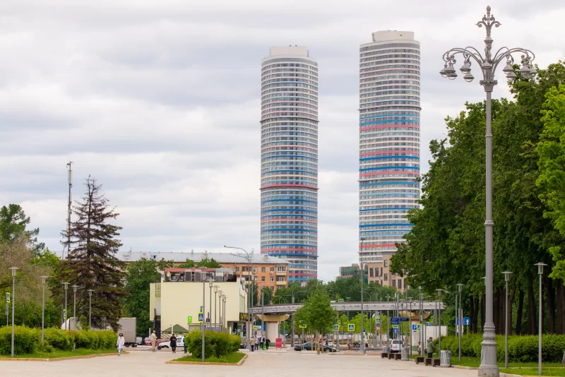 Modern Skyscrapers with Colorful Facades in Moscow