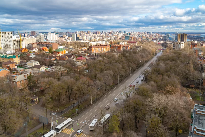 Aerial panorama of the city of Rostov-on-Don