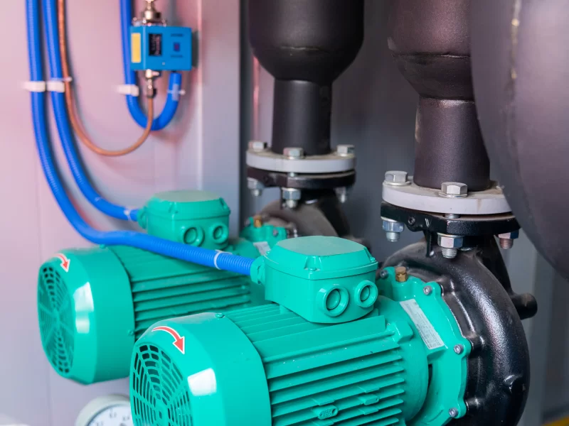 Industrial pump system with motors and pipes