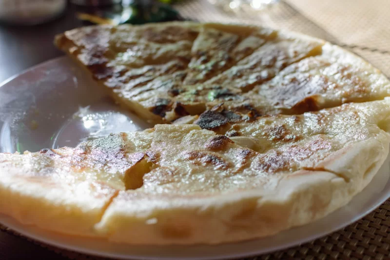 Hot khachapuri on a plate