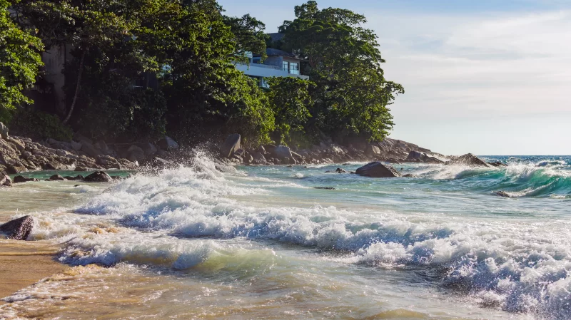 Волны на тропическом побережье