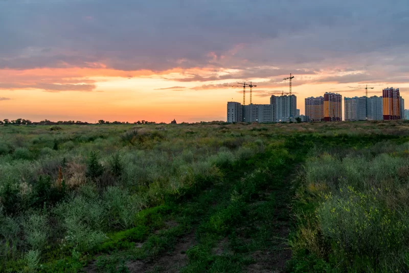 Sunset Over Urban Development