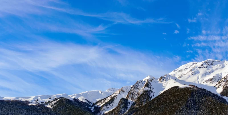 Winter mountains under a clear sky